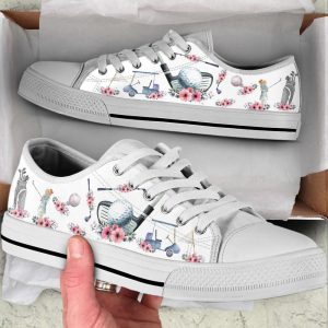 Golf Watercolor Flower Low Top Shoes:…