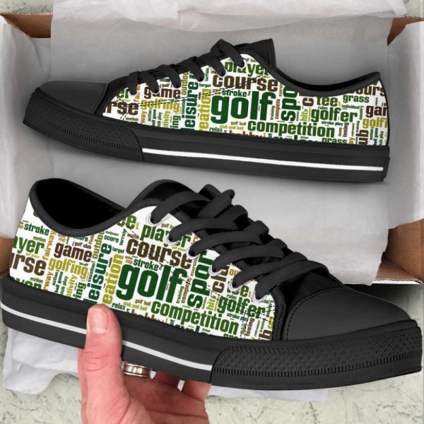 Golf Word Cloud Low Top Canvas Print Shoes – Trendy & Fashionable