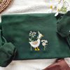 Goose and Daisy Embroidered Sweatshirt 2D Crewneck Sweatshirt Gift For Family