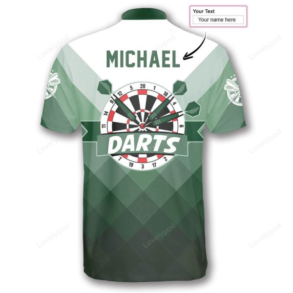 Gradient Green Darts Jerseys For Men Dart Sports Bowling Jersey Shirt Custom