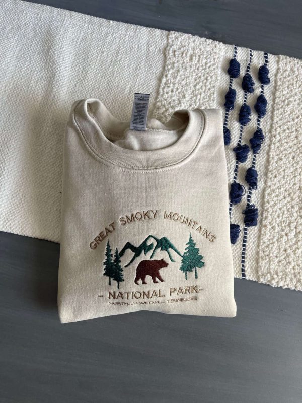 Great Smoky Mountain Embroidered Sweater 2D Crewneck Sweatshirt For Family