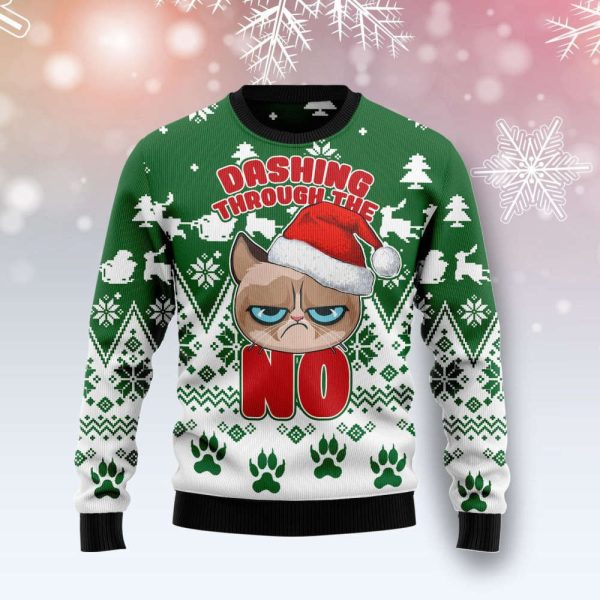 Grumpy Cat Dashing Through Ugly Christmas Sweater, Best Gift For Christmas 2023