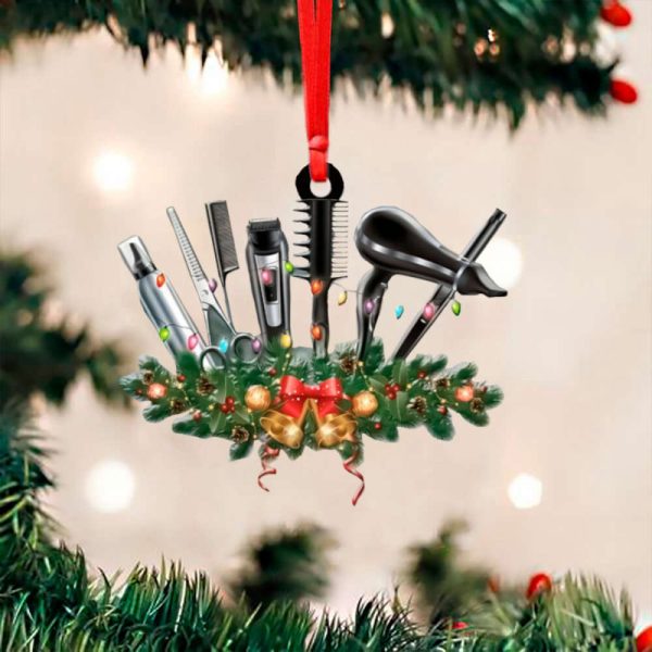 Hairdressing And Cutting Tools Ornament Hair Salon Christmas Ornament For Hairdresser