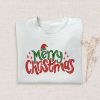 Happy Christmas Embroidered   Sweatshirt 2D Crewneck Sweatshirt For Family