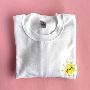 Happy Sun Embroidered Sweatshirt 2D Crewneck…