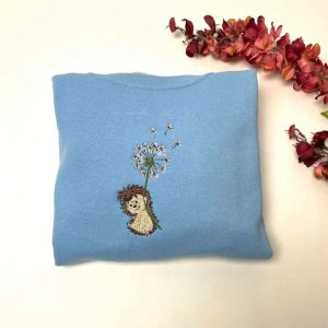 Hedgehog Embroidered Sweatshirt 2D Crewneck Sweatshirt…