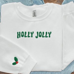 Holly Jolly Christmas Embroidered Sweatshirt 2D…