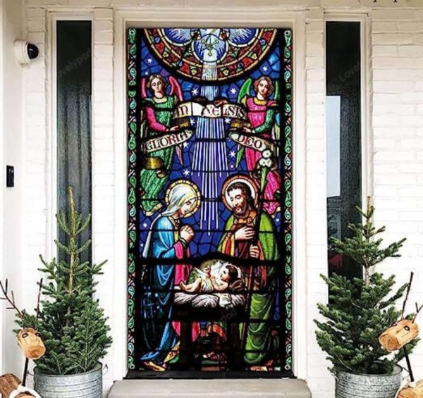 Holy Nativity Christmas Door Cover – Large Religious Decoration & Backdrop