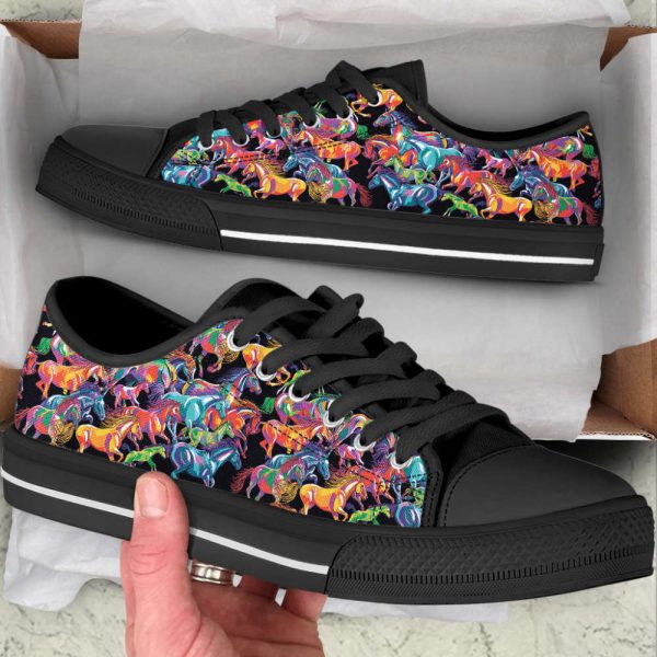 Horse Colorful Fabrics Low Top Shoes Canvas Print Lowtop Trendy Fashion