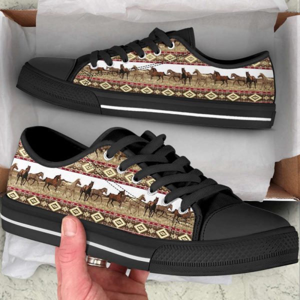 Horse Fabric Patterns Low Top Shoes Canvas Print Lowtop Casual Shoes