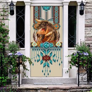 Horse &amp, Native American Door Cover…