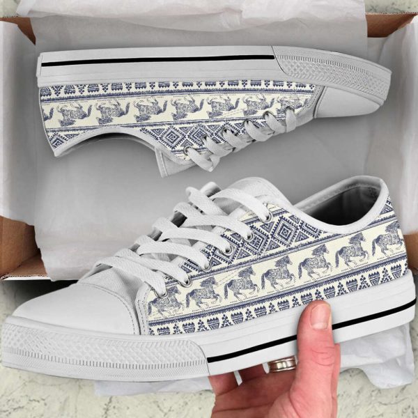 Horse Vintage Patterns Canvas Print Lowtop Shoes – Stylish Footwear