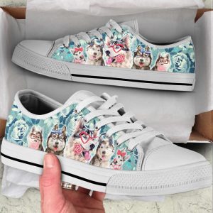 husky dog flowers pattern low top shoes canvas sneakers casual shoes for men and women dog mom gift 1.jpeg