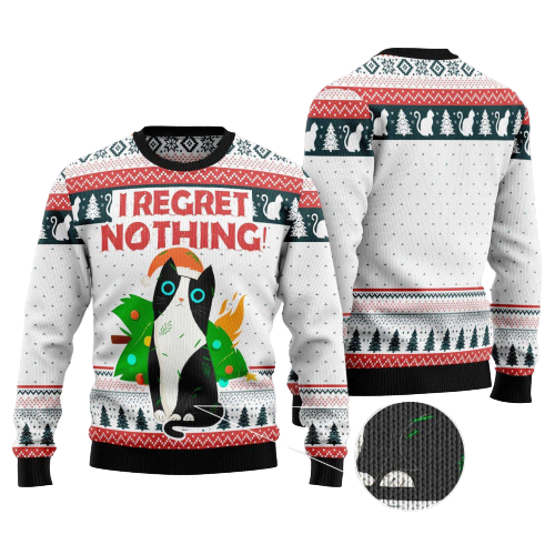 I Regret Nothing Cat Ugly Christmas Sweater For Men And Women
