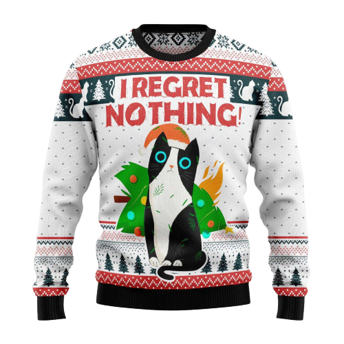 I Regret Nothing Cat Ugly Christmas Sweater For Men And Women