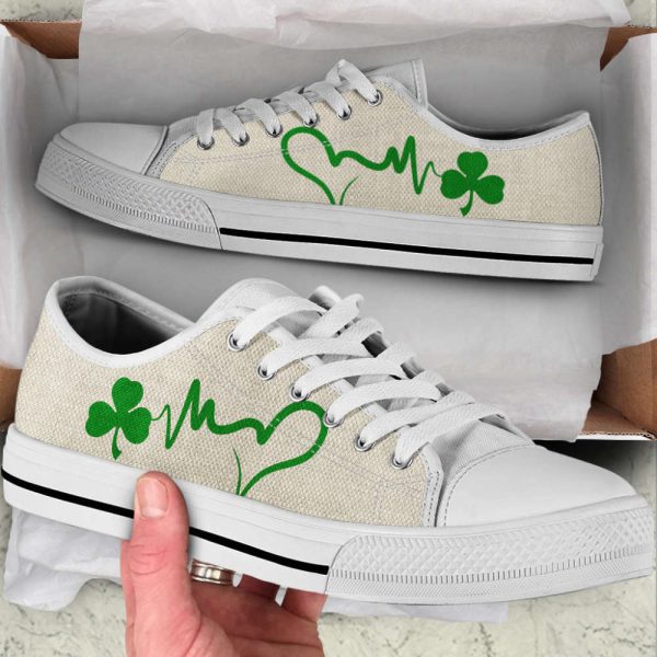 Irish Shamrock Heartbeat Low Top Shoes Canvas Print Lowtop Casual Shoes