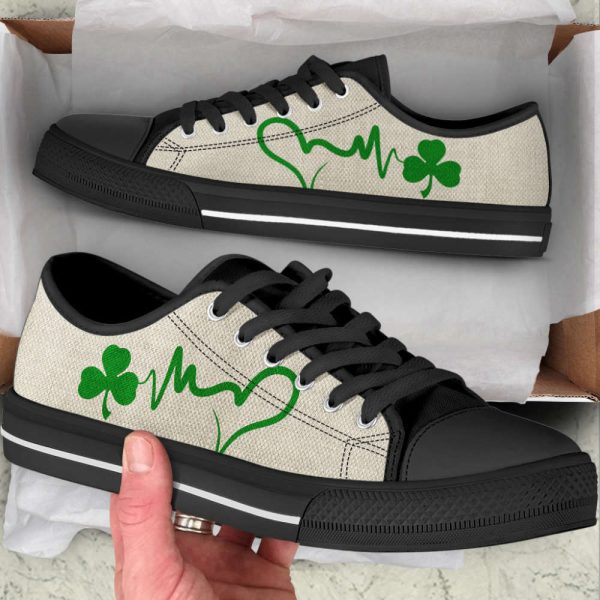 Irish Shamrock Heartbeat Low Top Shoes Canvas Print Lowtop Casual Shoes
