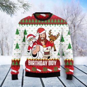 Jesus Birthday Boy Ugly Christmas Sweater,…