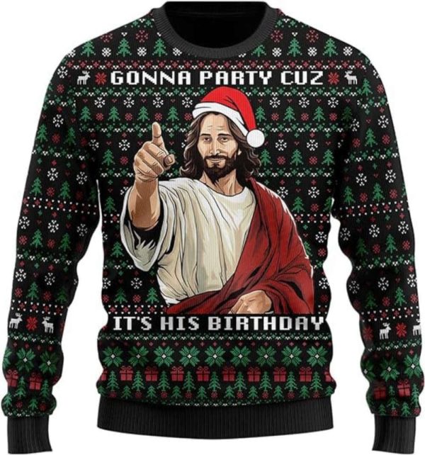 Jesus Ugly Christmas Sweater, Christian Crew Neck Sweatshirt Gift For Christmas