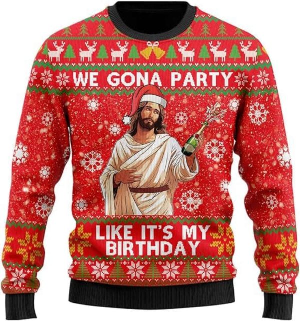 Jesus Ugly Christmas Sweater, Christian Crew Neck Sweatshirt For Christmas