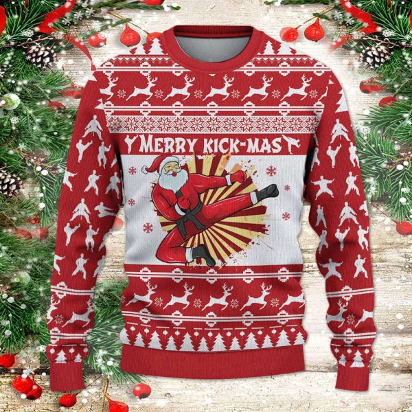 Karate Santa Merry Kick Mas Christmas Ugly Sweater, Best Gift For Christmas