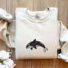 Killer Whale Embroidered Sweatshirt 2D Crewneck Sweatshirt For Family