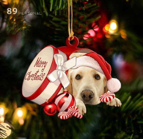 Labrador Retriever Out Of Merry Christmas Box Ornament Dog Lover Christmas Tree