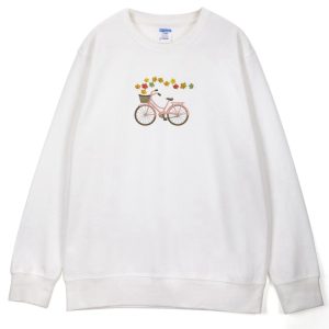 leaves and bicycle embroidered sweatshirt 2d crewneck sweatshirt for men and women sws3204 1.jpeg