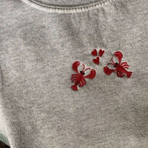 lobsters in love embroidered sweatshirt 2d crewneck sweatshirt for men and women sws3481.jpeg