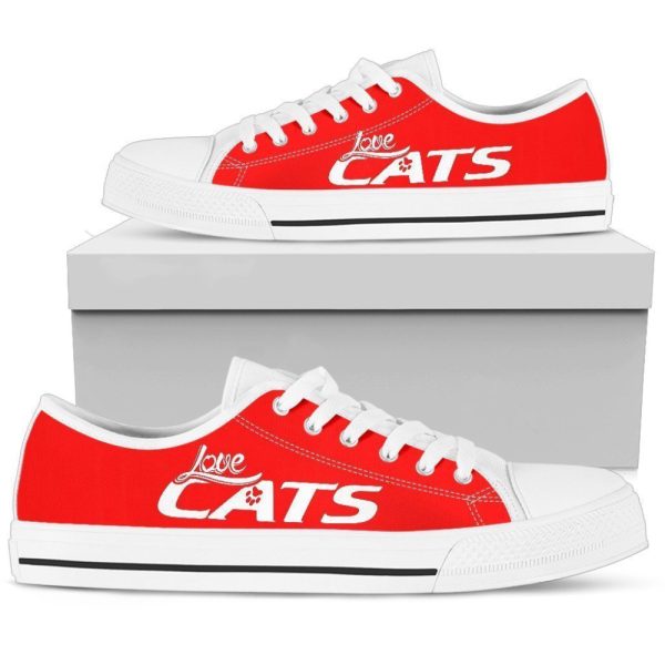 Love Cats Red Women’s Low Top Shoe – Stylish & Sustainable Footwear