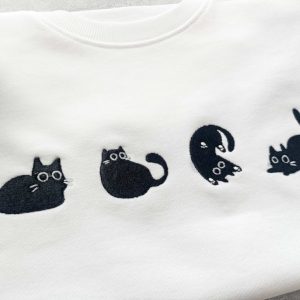 lovely black cat embroidered sweatshirt crewneck sweatshirt gift for family sws2675 1.jpeg