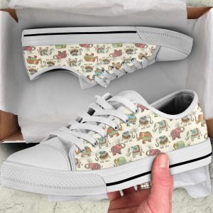 Lucky Elephant Patterns Vintage Low Top…