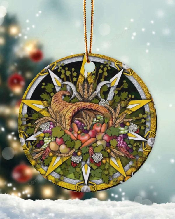 Mabon Pentacle Christmas Ornament, Christmas Gift Decor