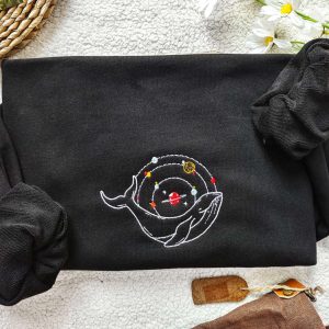 Magic Planets And Whales Embroidered Sweatshirt…