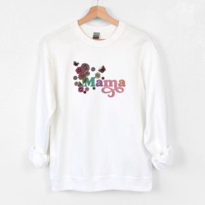 Mama with Flowers Embroidered Sweatshirt 2D…