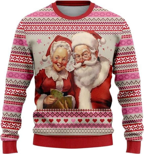 Men’s Ugly Christmas Sweaters, Santa Claus Crew Neck Sweater For Christmas