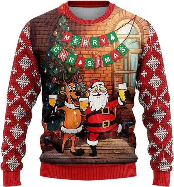 Men’s Ugly Christmas Sweaters, Santa Funny Quote Women’s Gift For Christmas