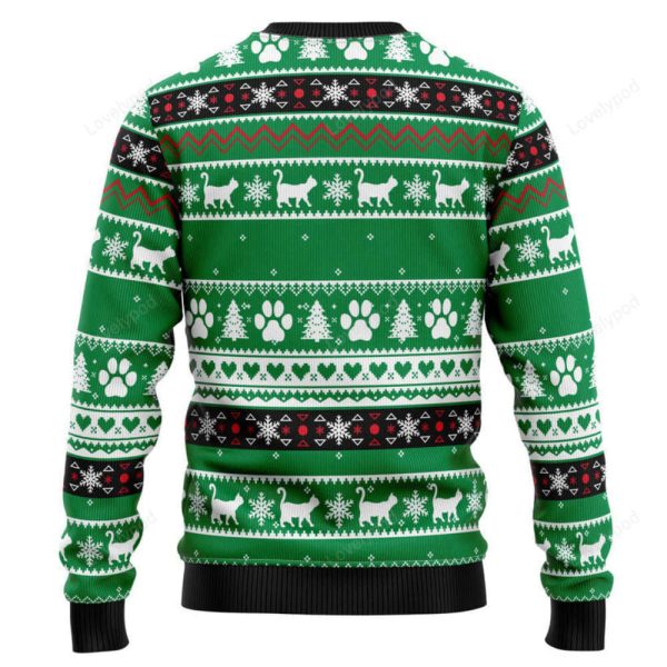 Meowy Black Cat Ugly Christmas Sweater, Black cat sweatshirt, Christmas gift