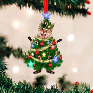 Meowy Catmas Ornament Funny Christmas Tree…