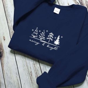 merry bright christmas trees sweatshirt christmas sweatshirt womens holiday sweatshirt x mas shirt winter shirt christmas tree shirt 1.jpeg