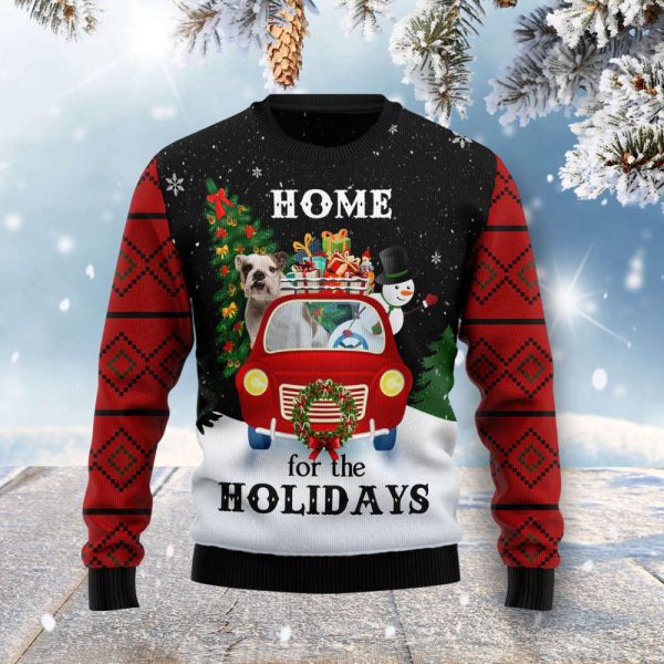 Merry Christmas Bulldog And Snowman Ugly Christmas Sweater, Gift For Christmas