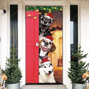 Festive Santa Dogs Merry Christmas Door…