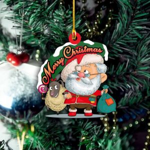 Merry Christmas Ornament Sheep And Santa…