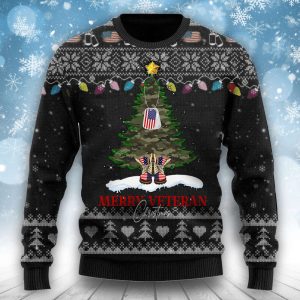 Merry Veteran Christmas Sweater Combat Boots…