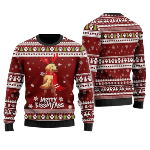 merry xmas dog ugly christmas sweater dog crew neck sweatshirt gift for dog lover.png