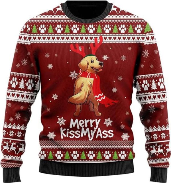 Merry Xmas Dog Ugly Christmas Sweater, Dog Crew Neck Sweatshirt Gift For Dog Lover