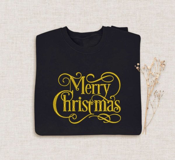 Merry Xmas Embroidered Halloween Sweatshirt 2D Crewneck Sweatshirt For Men Women