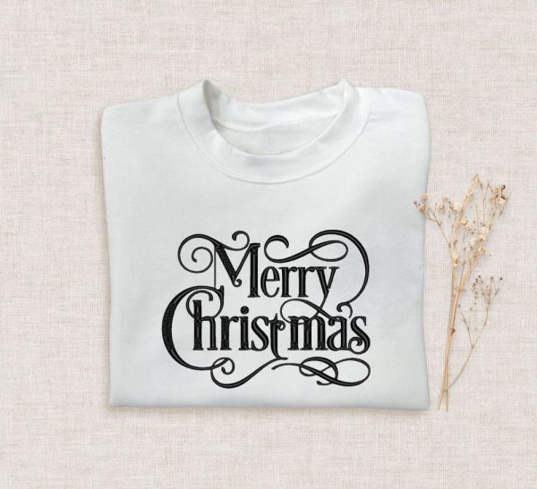 Merry Xmas Embroidered Halloween Sweatshirt 2D Crewneck Sweatshirt For Men Women