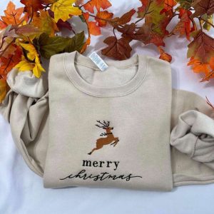 merrychristmas embroidered crewneck christmas reindeer embroidered sweatshirt christmas gift for her him 1.jpeg