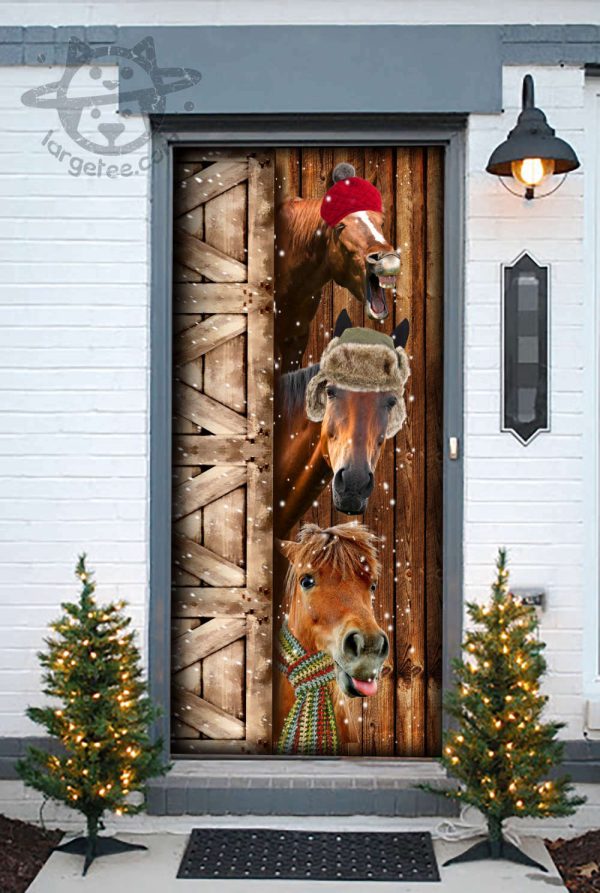 Mn 5 Horse Hello Winter Door Cover – Perfect Gift for Horse Lovers & Farmers